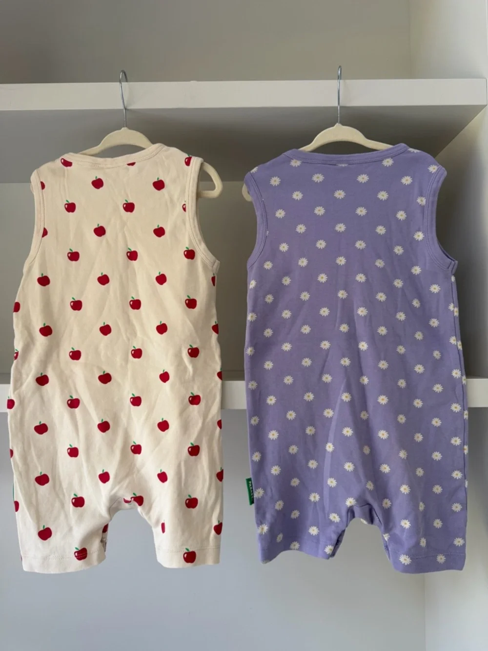 Parade Organics Cotton Sleeveless Romper - Cream Apple & Lavender Daisy Kids - Picture 2 of 6